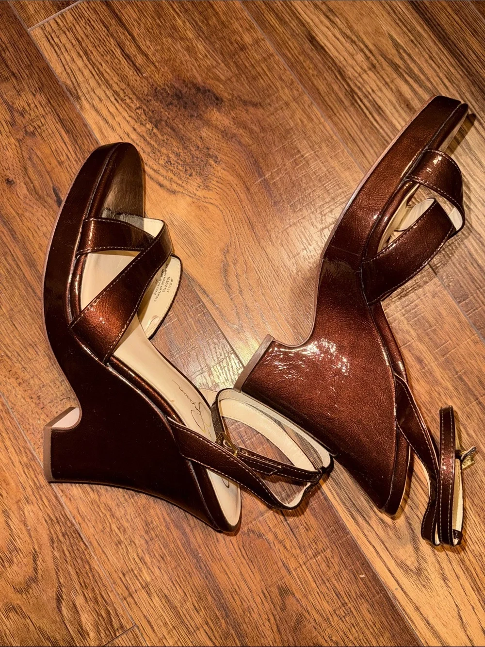 Jessica Simpson Dark Brown Crisscross Ankle Strap Heels ✨FITS SIZE 9✨